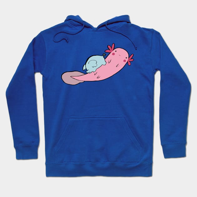 Little Elephant Big Axolotl Hoodie by saradaboru